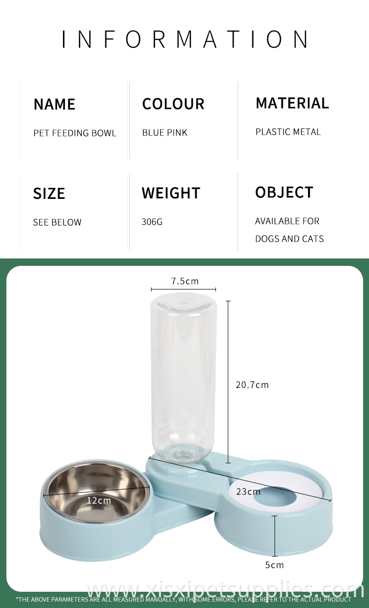 Factory Wholesale Automatic Pet Water Dispenser Slant Double Cat Dog Water Food Bowl